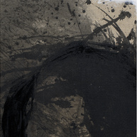 Dunkle Spur (Detail) | 2020<br>Tusche, Eitempera, Ölfarbe, auf Leinwand<br>100 x 110 cm