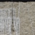 Fadensonnen (Detail) | 2014<br>Papiermaché, Sand, Eitempera, Japanpapier, Tusche, Ölpastellkreide, Verbandstoff, auf Jute,<br>180 x 260 cm