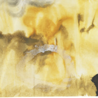 Mit Flügeln an den Armen (Leporello, Detail) | 2023<br>Aquarell, Tusche, Ölstift, Leinöl, auf Bütten<br>ca. 32 x 370 cm