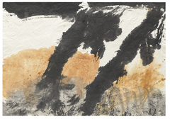 Schwarze Strahlen | 2023<br>Aquarell, Tusche, auf handgeschöpftem Papier<br>63 x 91 cm