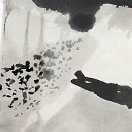Morgens im Garten (Detail) | 2015<br>Tusche, Wachsstift auf Papier,<br>ca. 64 x 98 cm