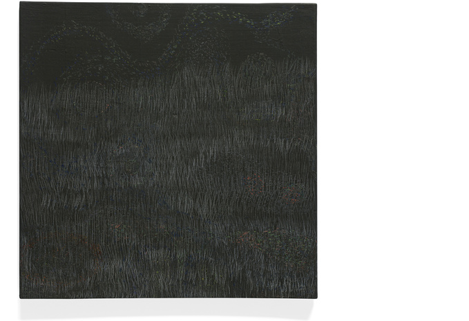 Wechsellied II | 2020<br>Eitempera, Farbstift, Kreide, auf Holz<br>36,5 x 36,5 cm
