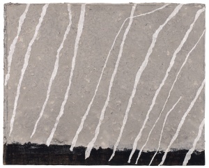 Gras (zweiteilig) | 2011<br>Papiermaché, Japanpapier, Eitempera, auf Jute,<br>je 100 x 125 cm