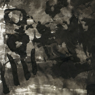 Flüsterhaus (Detail) | 2021<br>Tusche, Leinöl auf handgeschöpftem Papier<br>65 x 96 cm